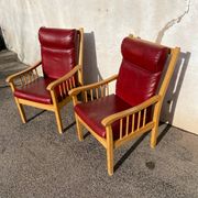Pair of Baumann leather armchairs