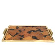 Hollywood regency brass and leaves resin tray, Montagnani Firenze Italy 1970s