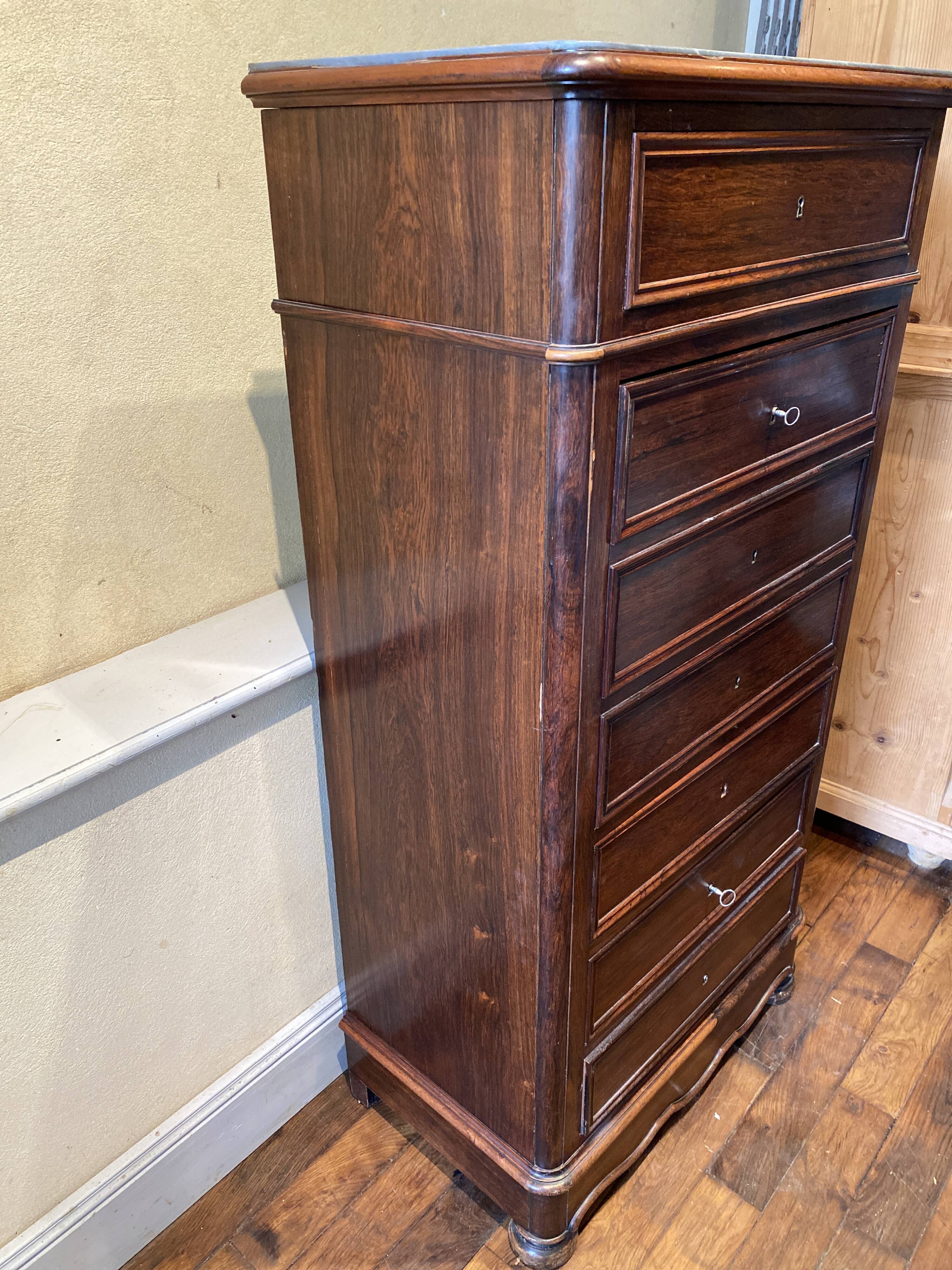 Secretary semainier in mahogany veneer