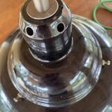 Enamelled sheet metal pendant light, fabric cable