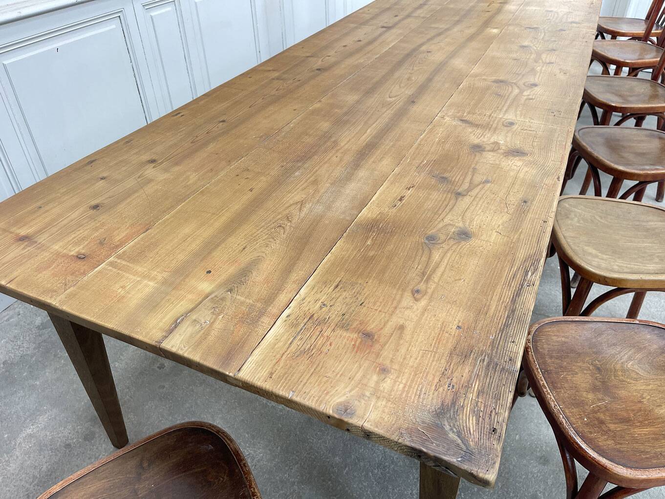 Large oak and fir table with honey patina