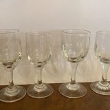 4 bistro glasses mismatched at the beginning of the XX century