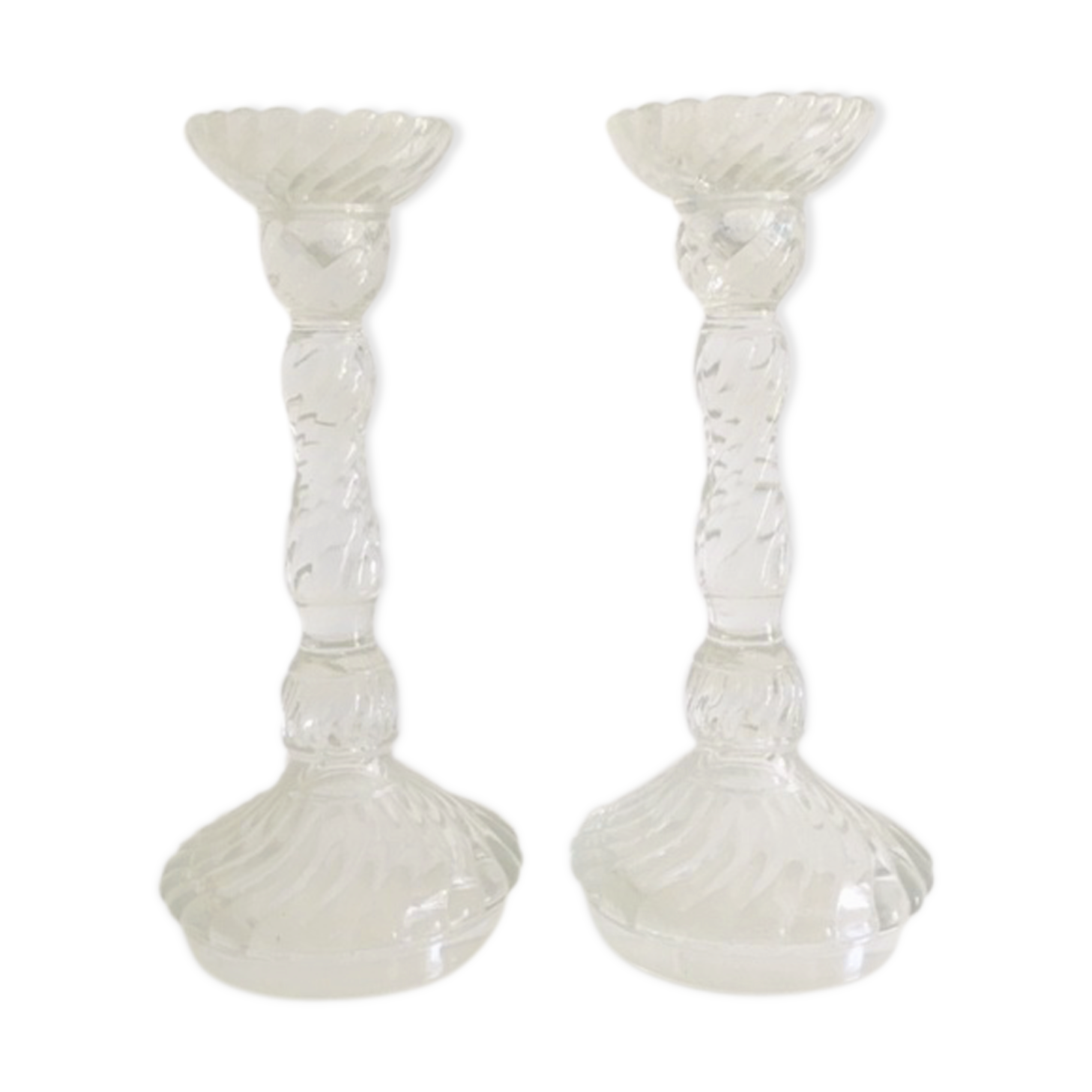 Pair of glass candlesticks