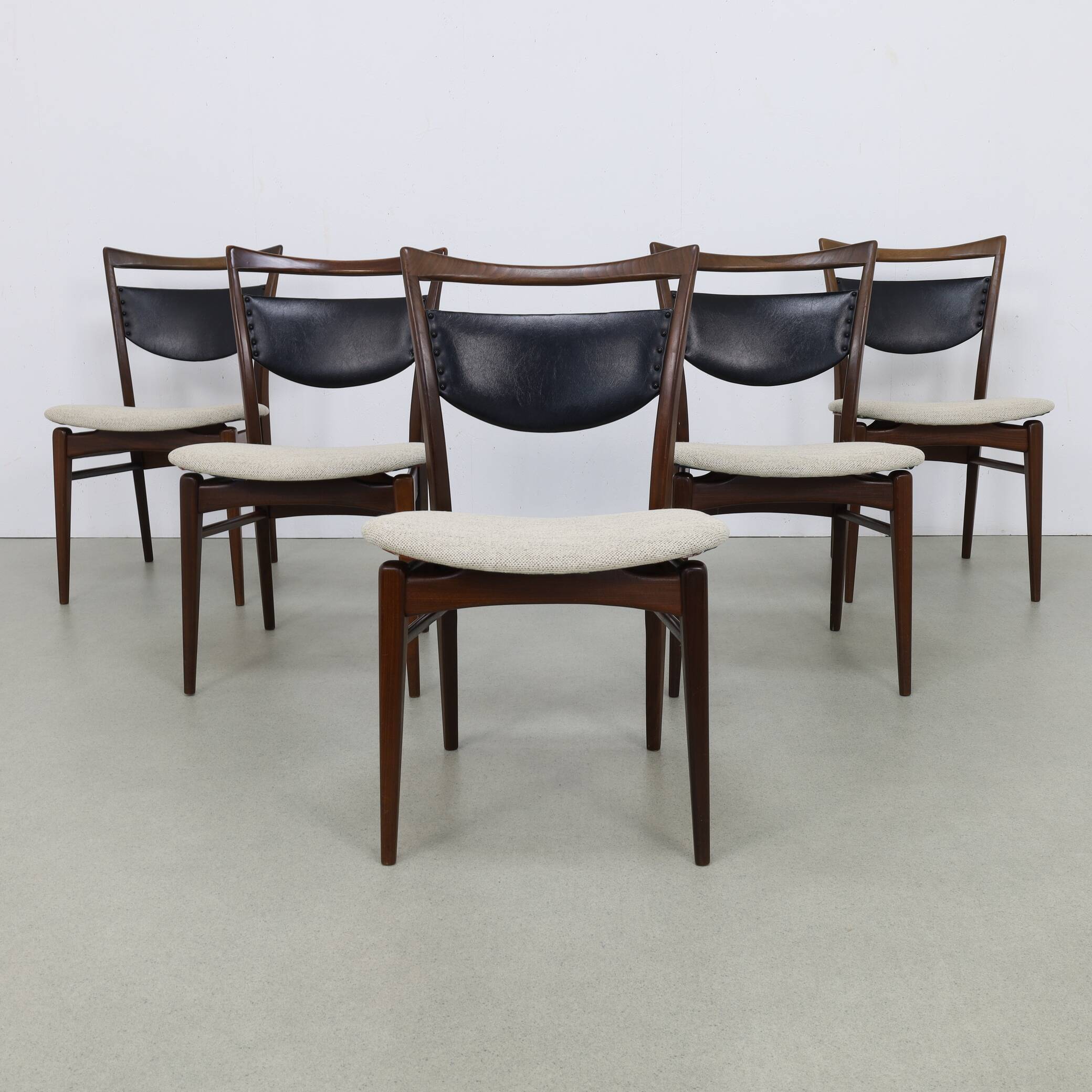 Vintage teak dining chairs by Louis van Teeffelen, 1960s NEW upholstery
