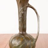 Art Nouveau vase in solid pewter with bronze patina by Louis Chalon 1910.