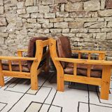 Pair of leather armchairs 1980
