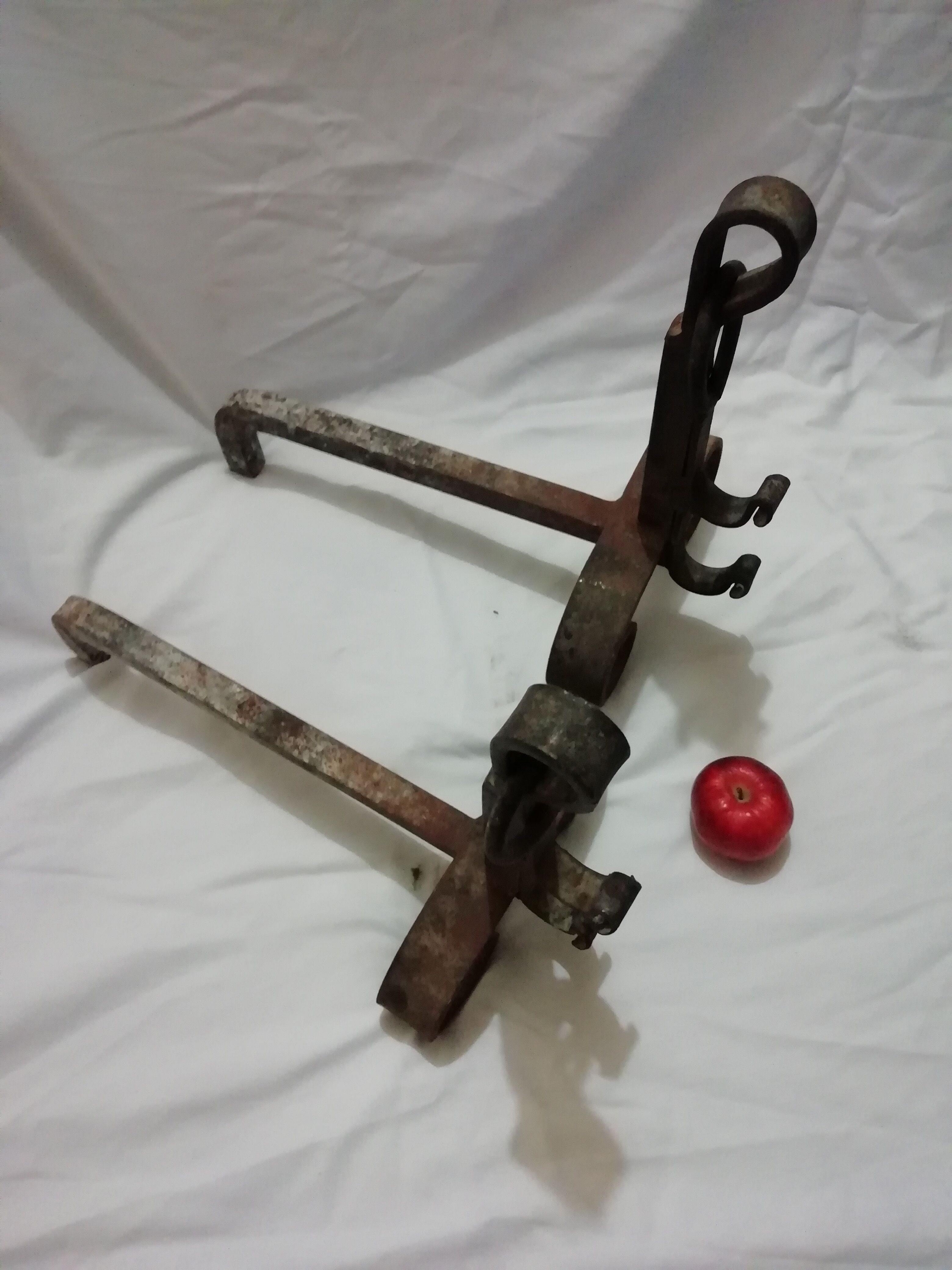 Pair of wrought iron castle channel  20th