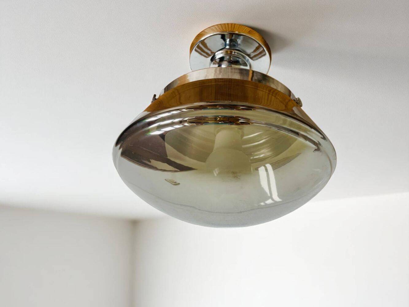 Pair Schoolhouse style semi-flush mount ceiling lamps