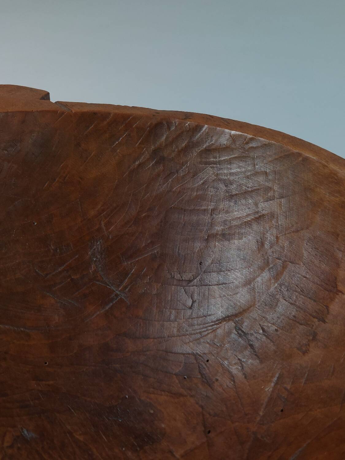 Vintage wooden fruit bowl hand-carved.