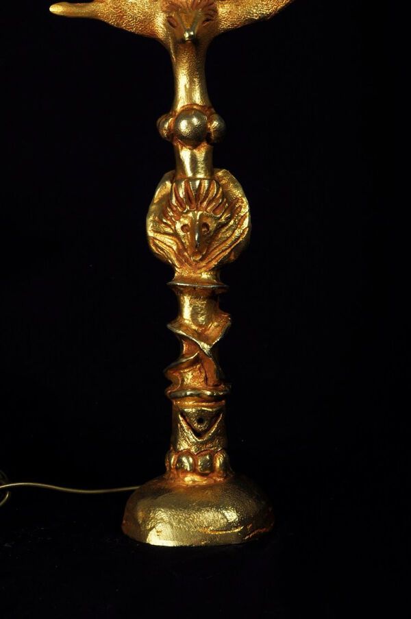 Pierre Casenove pied de lampe sculpture bronze doré circa 1980