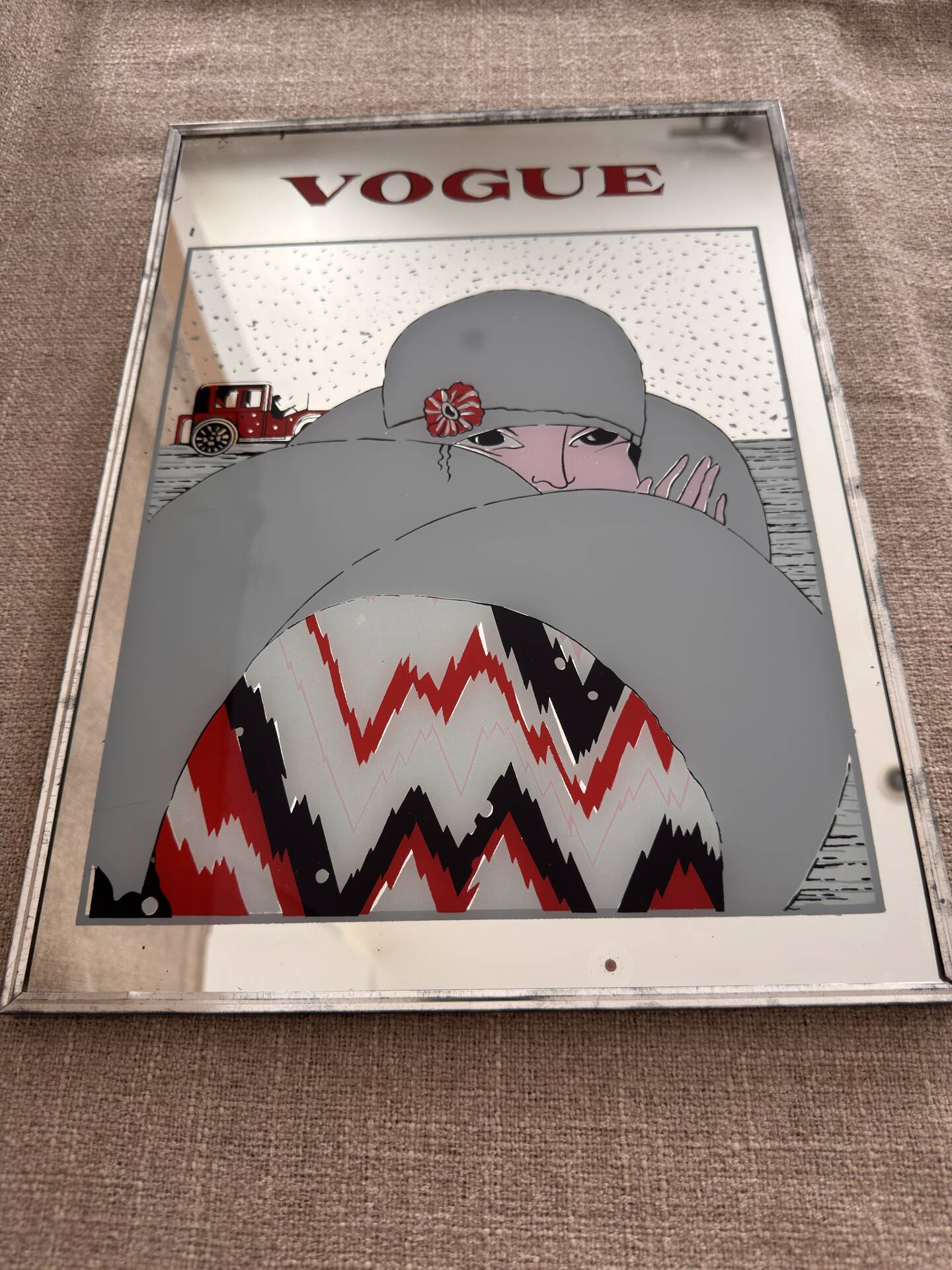Silkscreen mirror Vogue cover from 1919, 60s 70s.