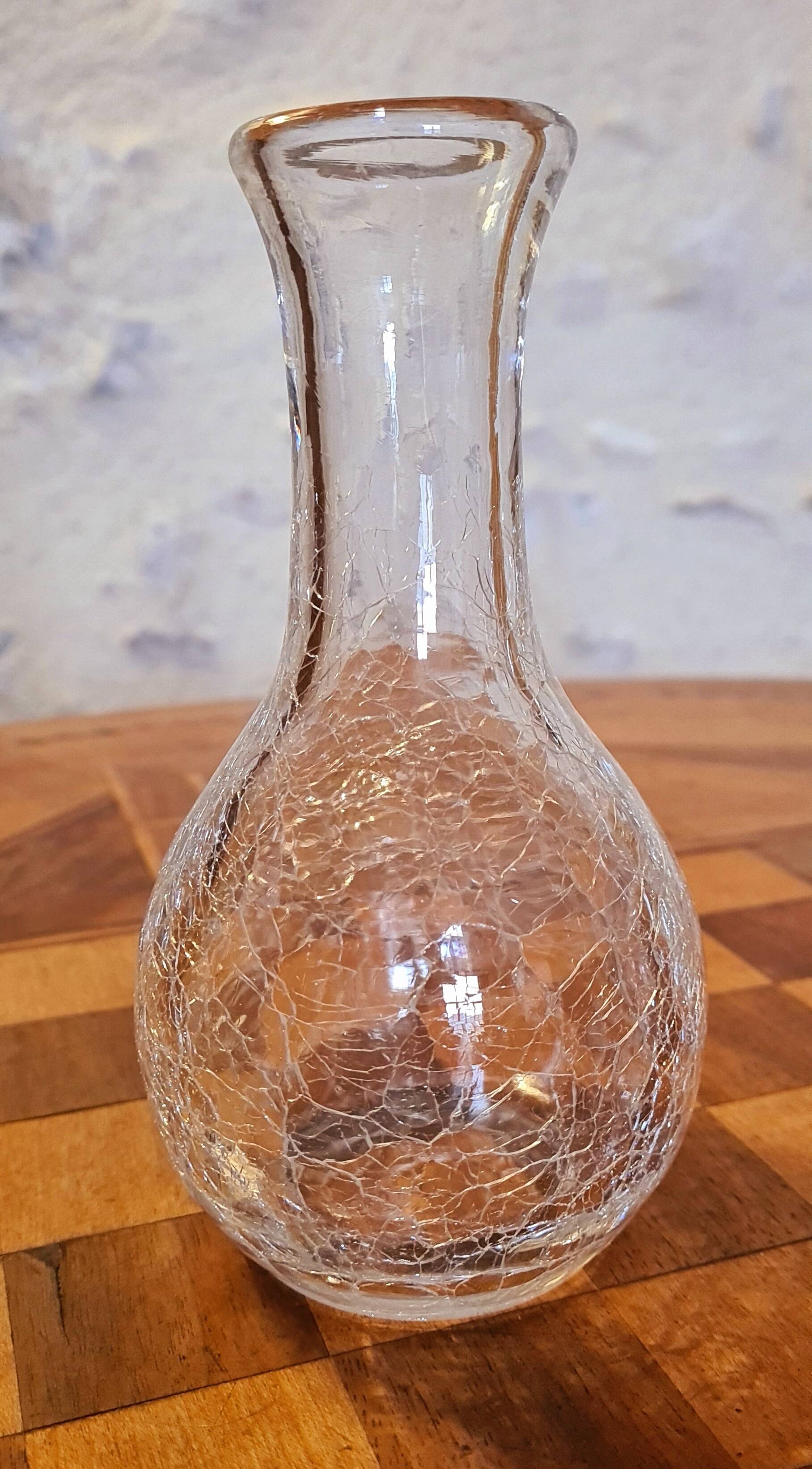 2 cracked glass carafes