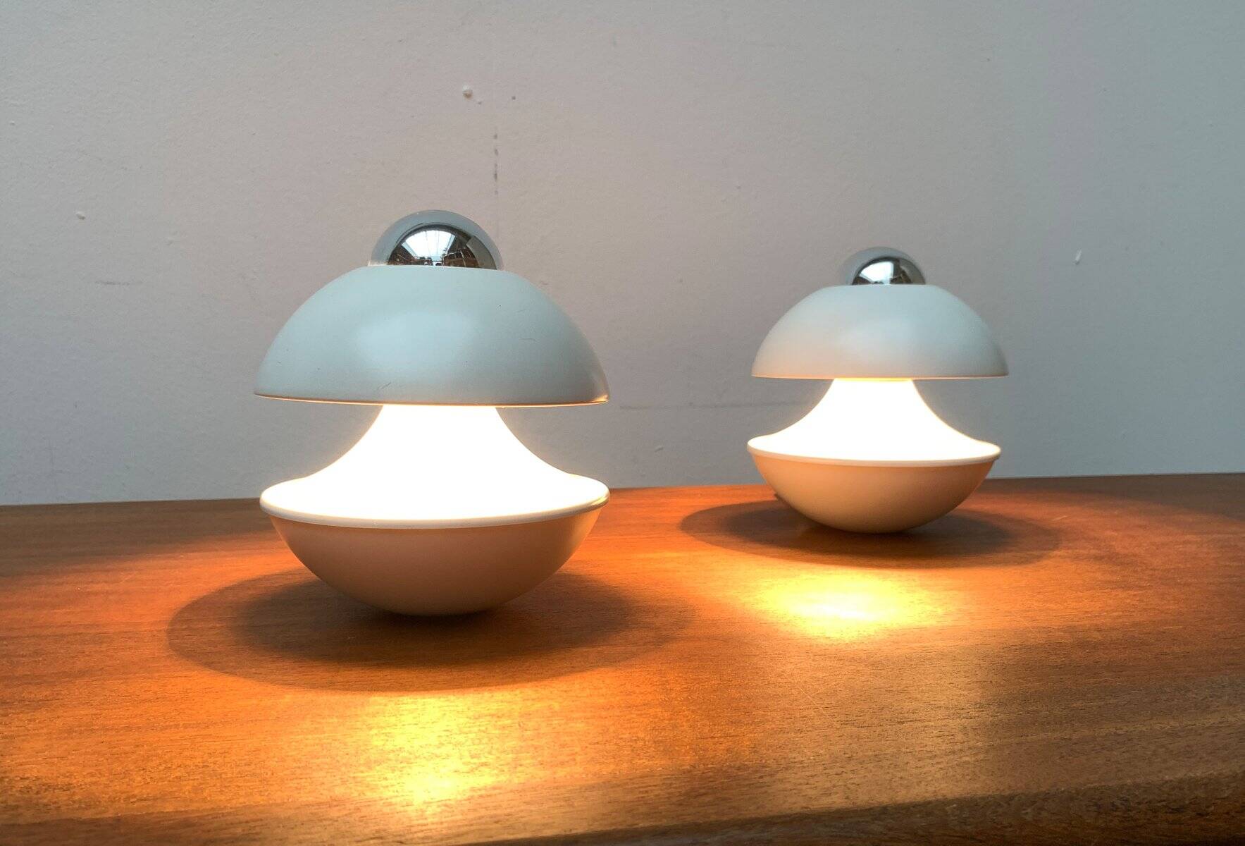 Table lamp or mushroom wall light from the German space age mid-century by Klaus Hempel for Kaiser Leuchten, 1970s, set of 2.