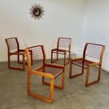 Lot of 4 Knut and Marianne Hagberg designer chairs for Ikea 1982 vintage metal and wood