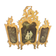 Ancient tryptic in gilded bronze, candlestick