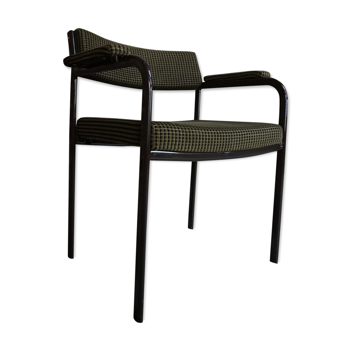 Metal and velvet office armchair