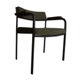 Metal and velvet office armchair