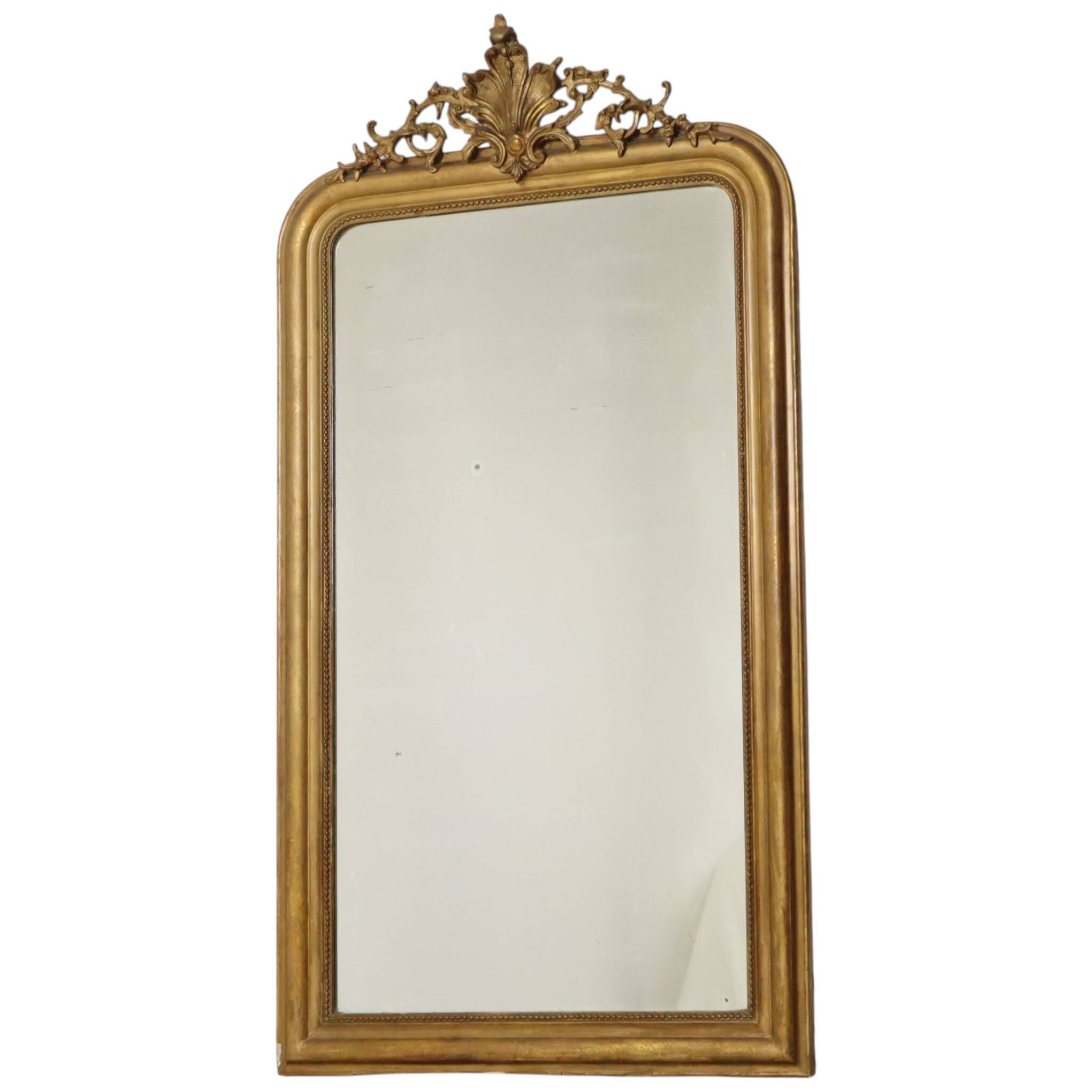 Miroir doré français Louis Philippe antique, fin du 19e siècle