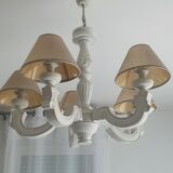 White wooden chandelier 5 branches