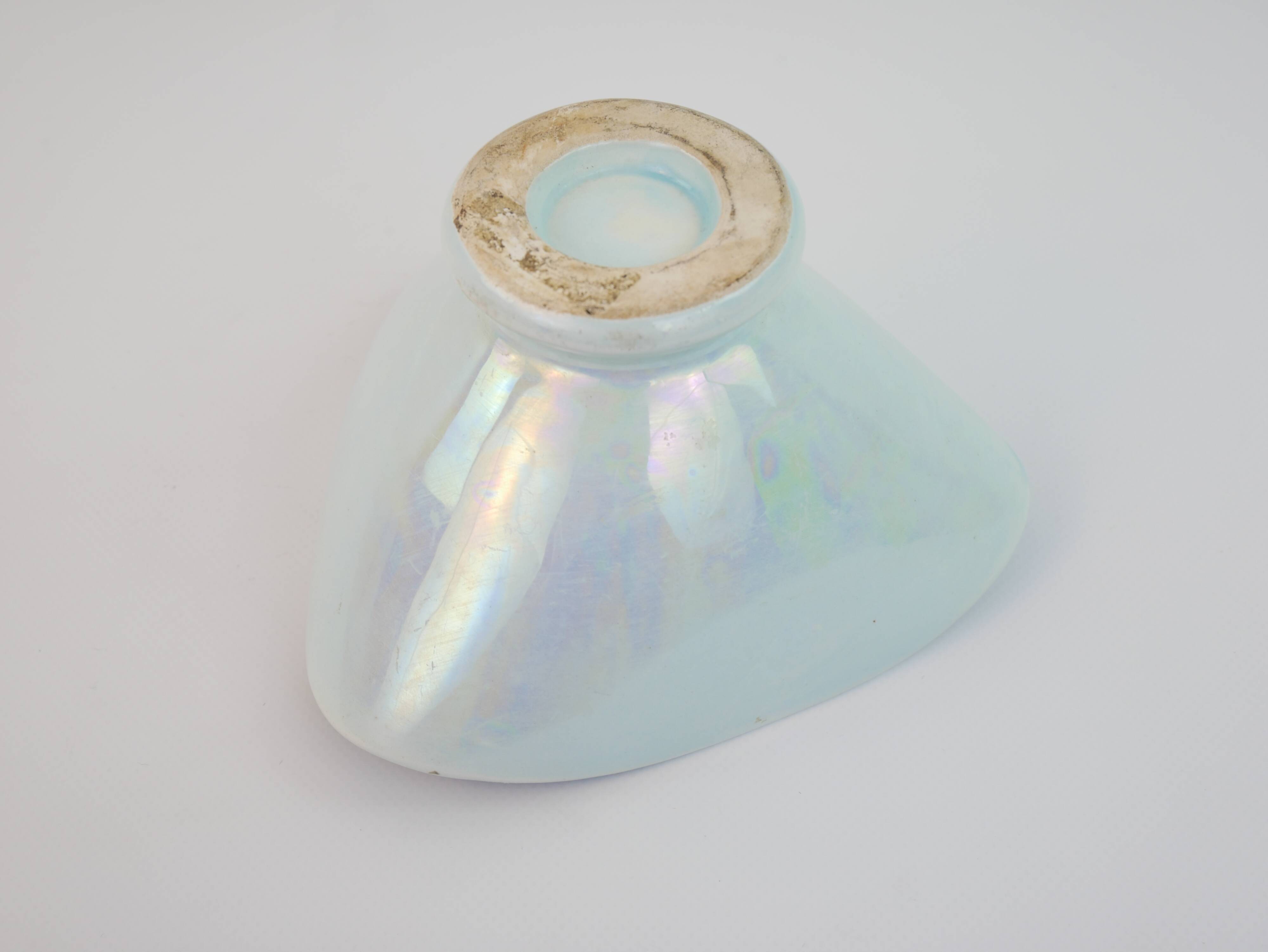 Small bowl or empty pocket in iridescent sky blue ceramic Vallauris circa 1950