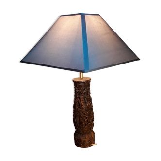 Lampe en bois exotique finement sculptée danseuse thaÏlandaise