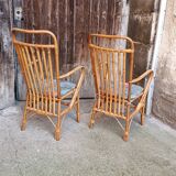 Pair of vintage rattan armchairs