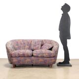 Vintage wooden fabric sofa Italy 1960s original