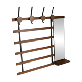 Teak vintage wall coat rack, 1960s
