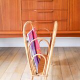 Bamboo/rattan magazine rack, 1960s