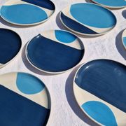 Set of 8 Plates and 2 Bowls Julie Goodwin Habitat Longitude Blue Stoneware Style