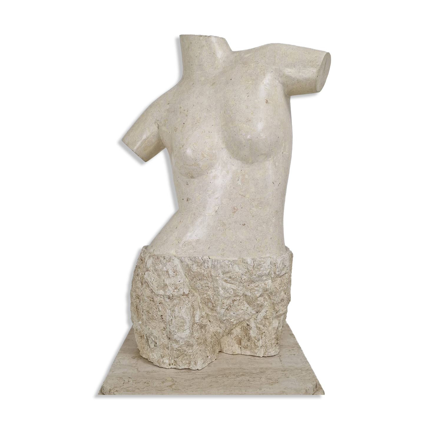 Sculptural Contemporary Female Torso Crafted from Layered Reclaimed Mactan