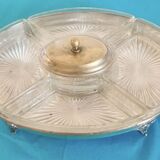 Metal appetizer server, frosted glass - RB hallmark