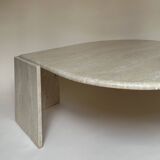 Travertine eye-shaped coffee table
