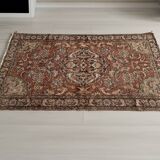 Tapis Vintage en laine nouée à la main, tons bleus et rouges, tapis Floral oriental turc, 125x217 Cm