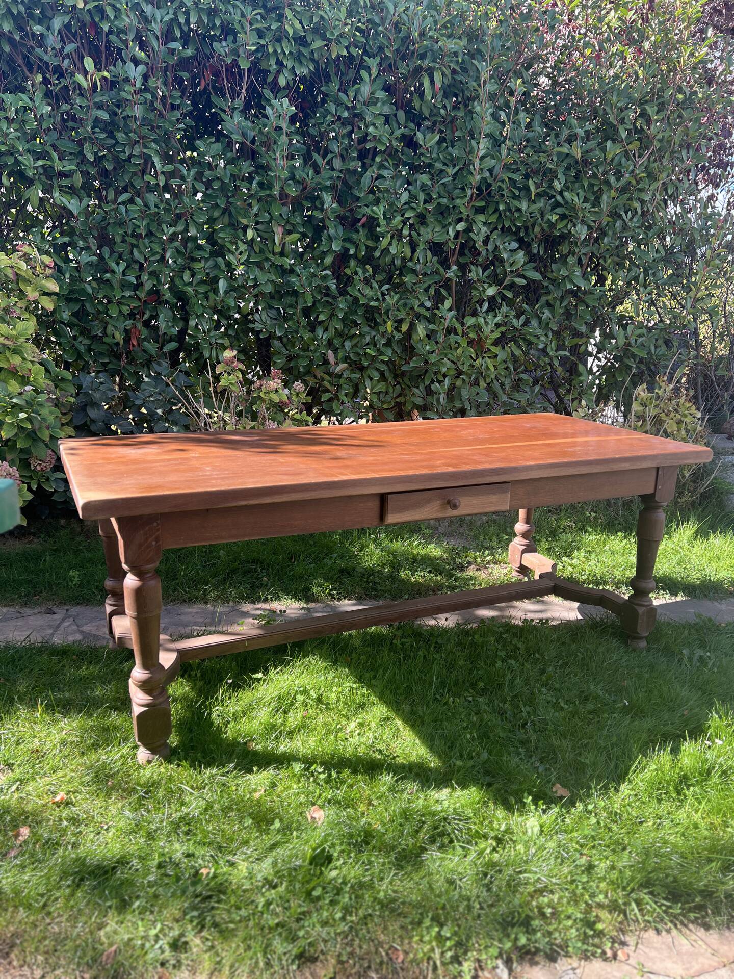 Solid oak farmhouse table with extensions