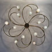 Leola sculptural brass 12-light ceiling or wall flush mount, 1970s