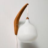 MK10987 Teak and glass wall lamp by Uno & Östen Kristiansson for Luxus