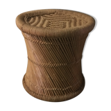 Rattan stool and rope years 70