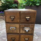 3 Casiers industriels à deux tiroirs en bois