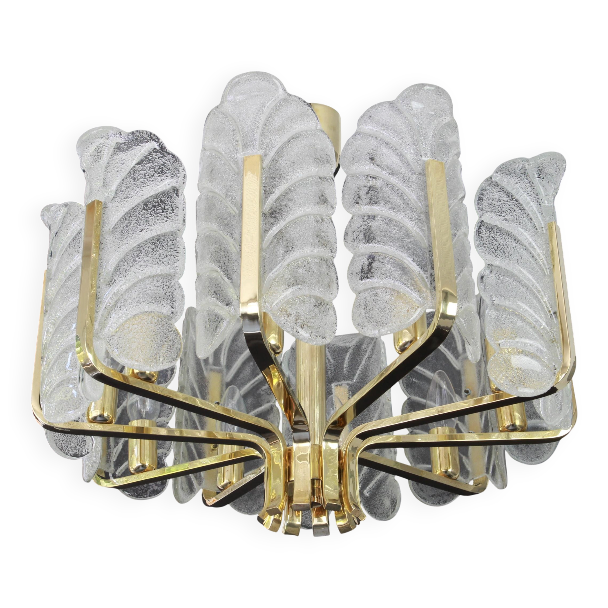 1 of 3 Stunning chandelier by Carl Fagerlund, Murano glass leaves, 1960s