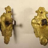 Pair of gilded brass chandeliers