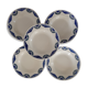 5 hollow plates badonviller blue and gray geometric decoration art deco faience old