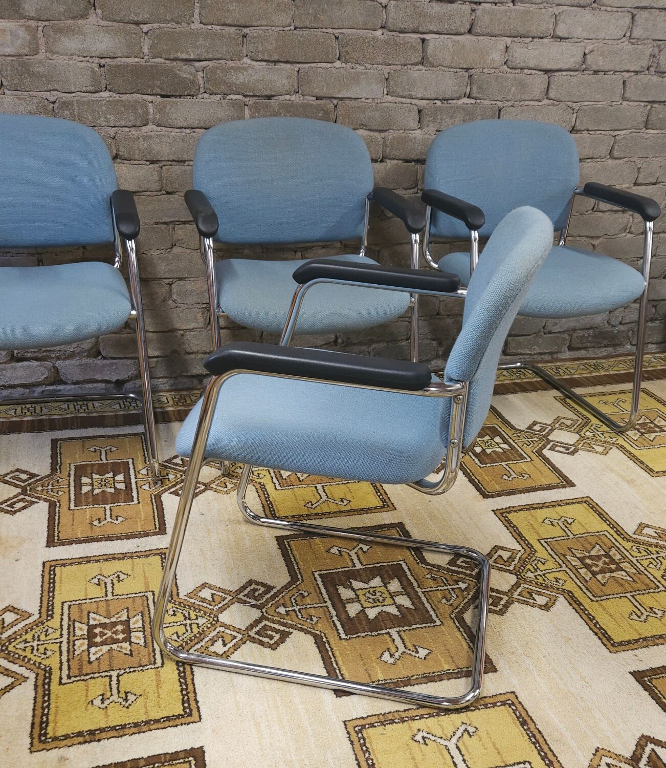 Set of 4 drabert armchairs with chrome legs, 1980