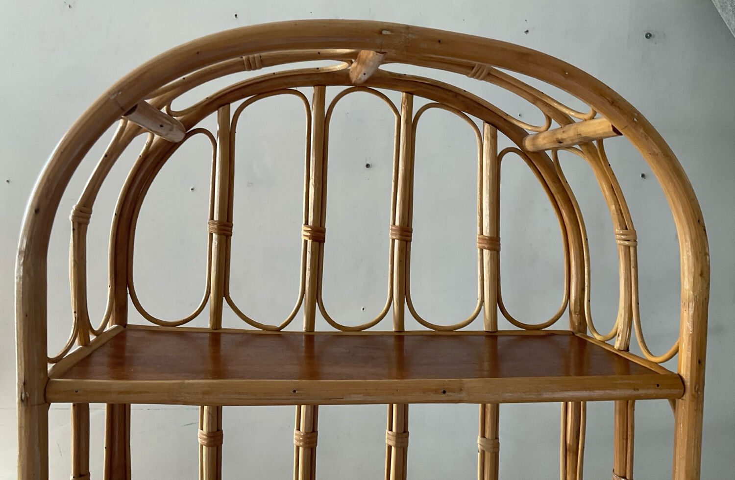 1960s-70s rattan shelf