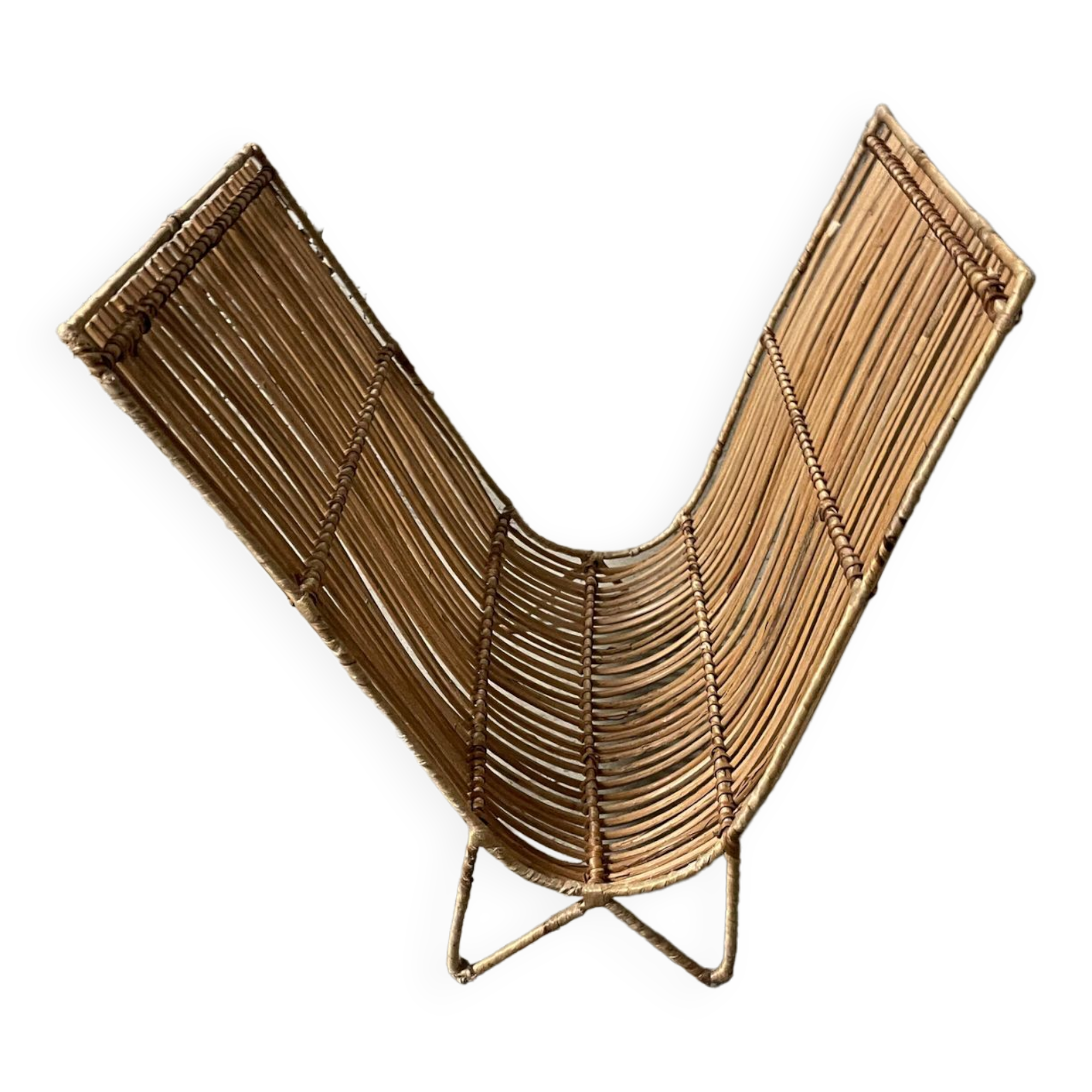 Rattan magazine rack from the 60s