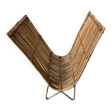 Rattan magazine rack from the 60s