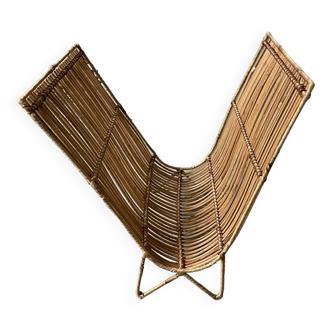 Rattan magazine rack from the 60s