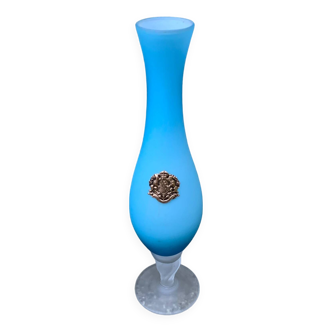 Vase soliflore 25cm verre opaline sur pied providentiae memor Royaume de Saxe Königreich Sachsen