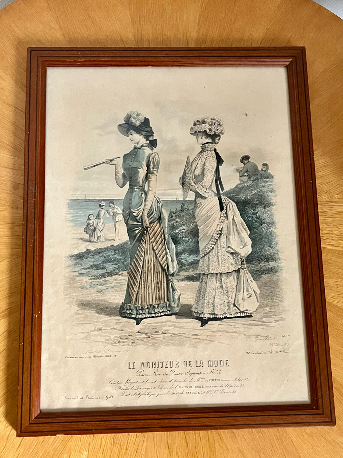 Framed antique print "Le moniteur de la Mode"