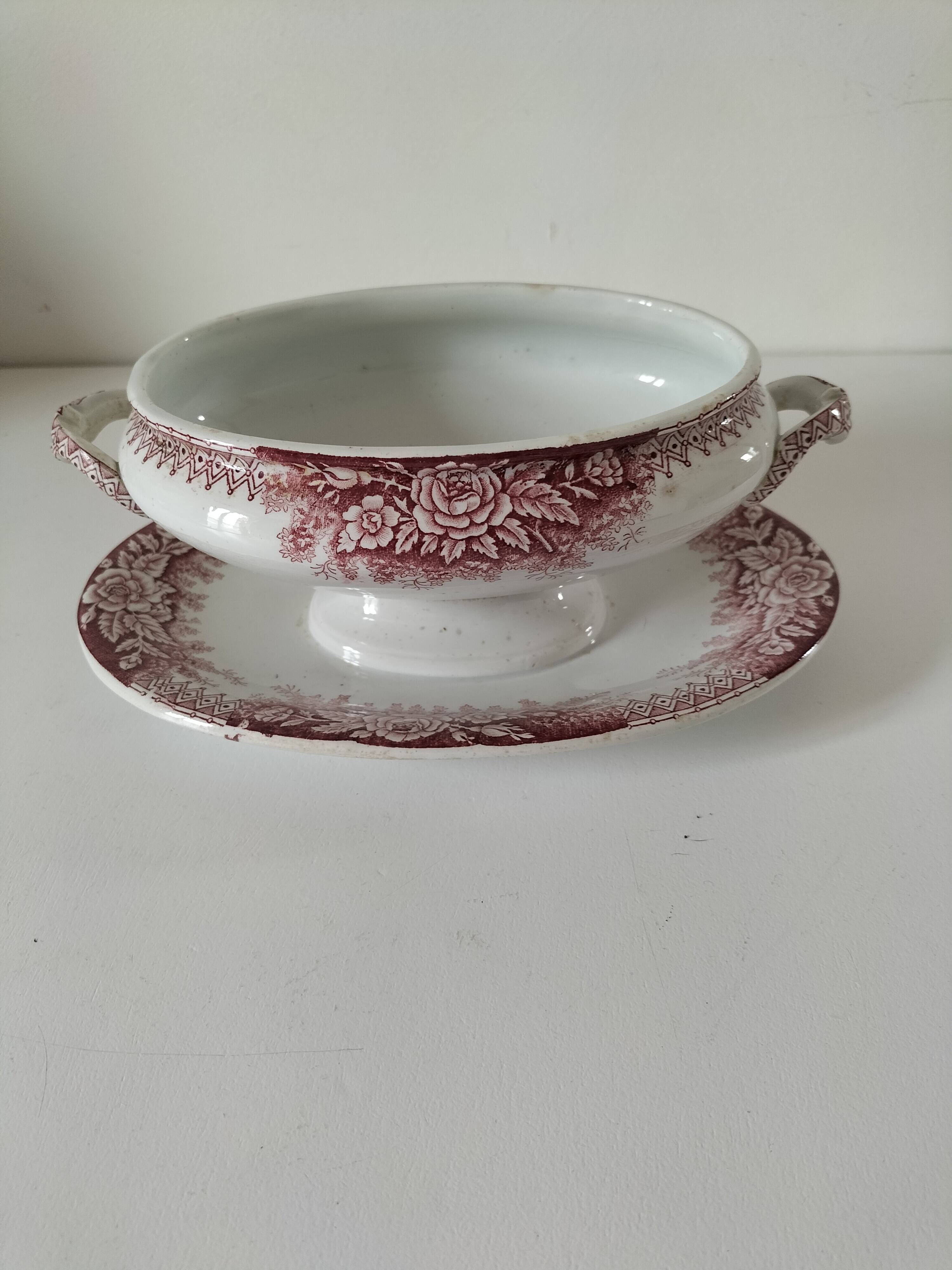 Rare old vegetable dish – Saint-Amand Hamage – English red ironstone
